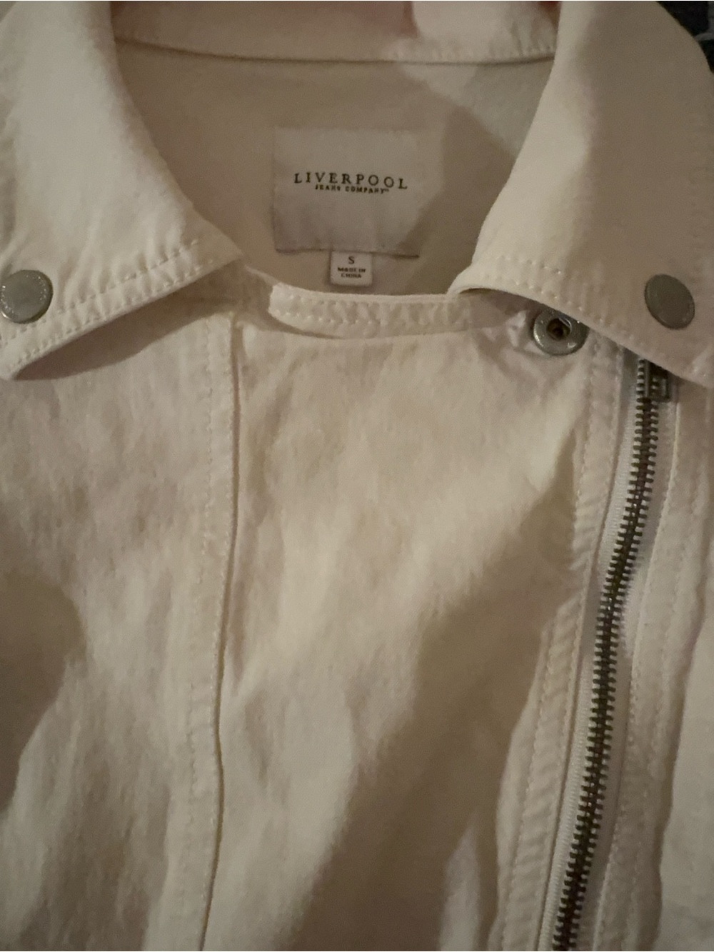 Liverpool Jeans Company Cream Asymmetrical Zip Jacket